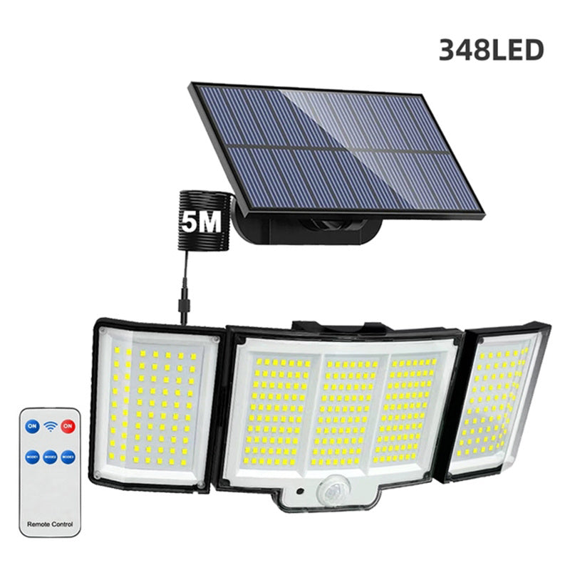1,2 Pack Solar Lights Outdoor 348 LED Motion Sensor Lights With Remote Control  3 Head Waterproof