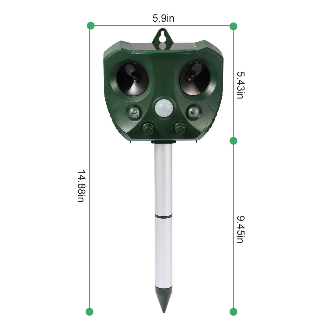 1Pc Ultrasonic Animal Repeller Solar Powered Repellent With Motion Sensor LED Flashing Lights IPX6 Waterproof Outdoor For Farm Garden Yard