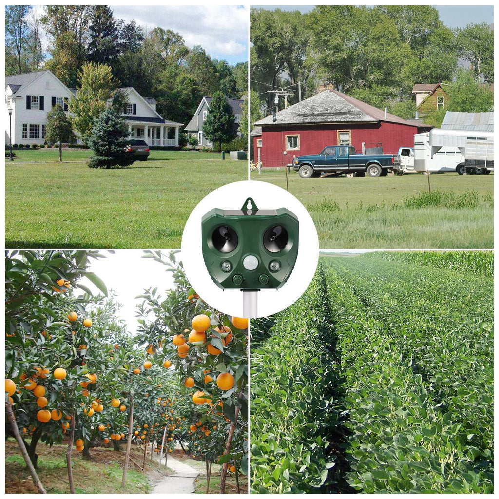 1Pc Ultrasonic Animal Repeller Solar Powered Repellent With Motion Sensor LED Flashing Lights IPX6 Waterproof Outdoor For Farm Garden Yard