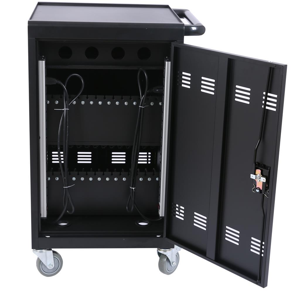Mobile Charging Cart And Cabinet For Tablets And Laptops, Holds Up To 32 Devices